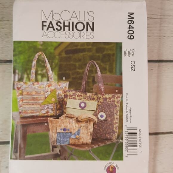 McCall's Fashion Accessories M6409 Lined Bags Sewing Pattern‎ - Picture 1 of 9